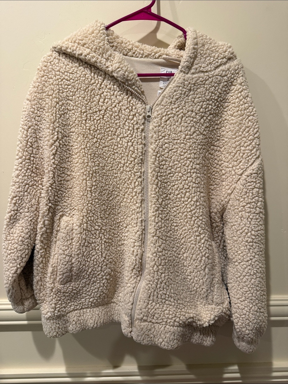 GAP Teen Coziest Teddy Bear Zip-up Jacket Ivory Size XL (12)  or Adult M